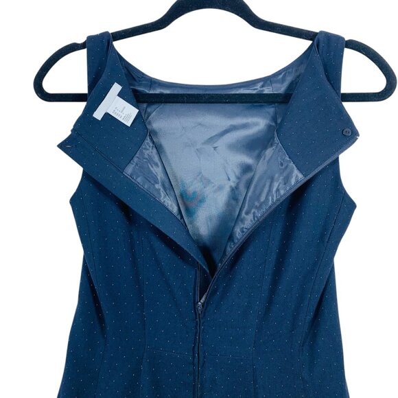 H&M fit and flare navy polka sleeveless dress sz 6 - Picture 9 of 12